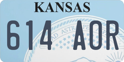 KS license plate 614AOR