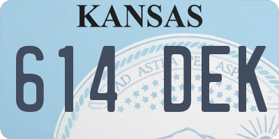 KS license plate 614DEK