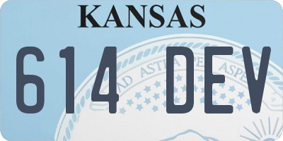 KS license plate 614DEV