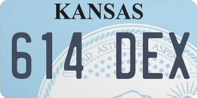 KS license plate 614DEX