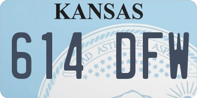 KS license plate 614DFW