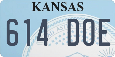 KS license plate 614DOE
