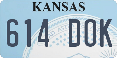 KS license plate 614DOK