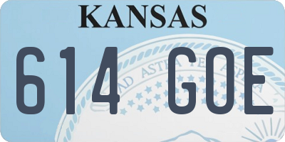 KS license plate 614GOE