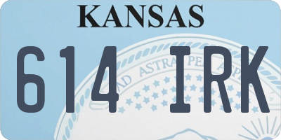 KS license plate 614IRK