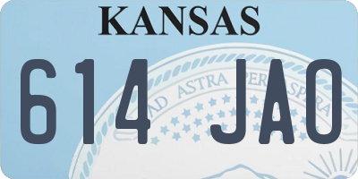KS license plate 614JAO