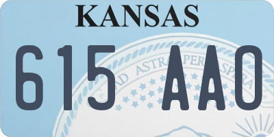 KS license plate 615AAO