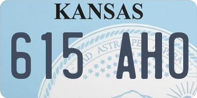 KS license plate 615AHO