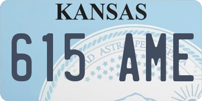 KS license plate 615AME