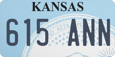 KS license plate 615ANN