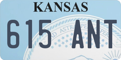 KS license plate 615ANT