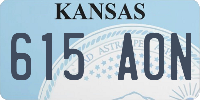 KS license plate 615AON