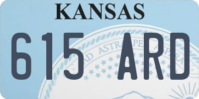 KS license plate 615ARD