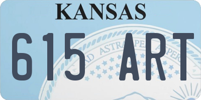 KS license plate 615ART