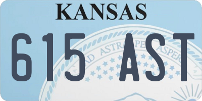 KS license plate 615AST