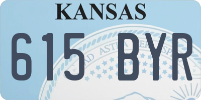 KS license plate 615BYR
