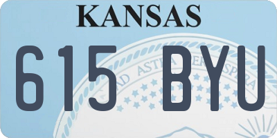 KS license plate 615BYU