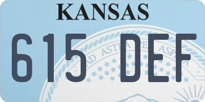 KS license plate 615DEF
