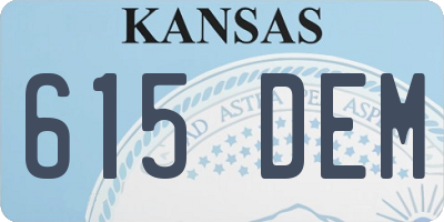 KS license plate 615DEM