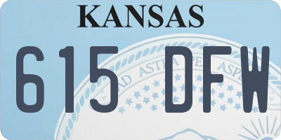 KS license plate 615DFW