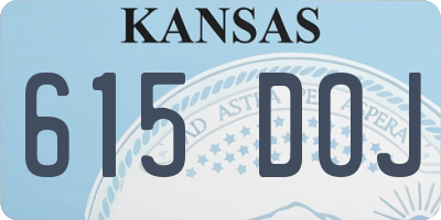 KS license plate 615DOJ