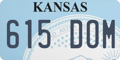 KS license plate 615DOM