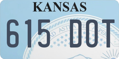 KS license plate 615DOT
