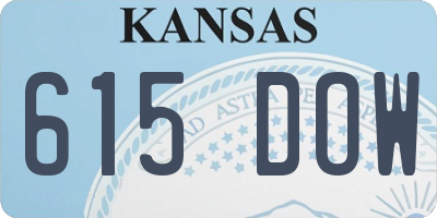 KS license plate 615DOW