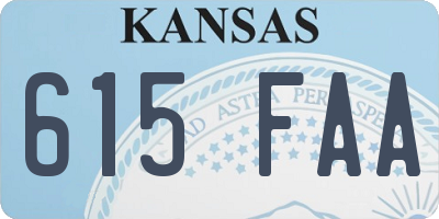 KS license plate 615FAA
