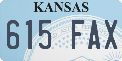 KS license plate 615FAX