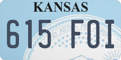 KS license plate 615FOI