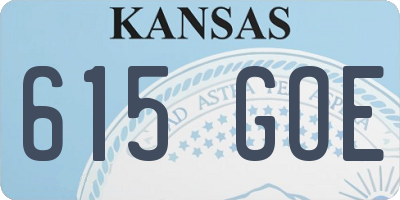 KS license plate 615GOE