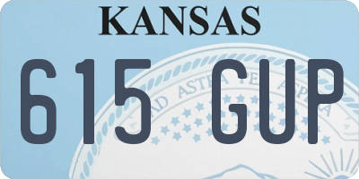 KS license plate 615GUP