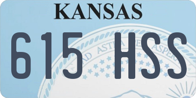 KS license plate 615HSS