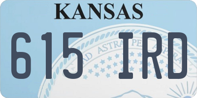 KS license plate 615IRD