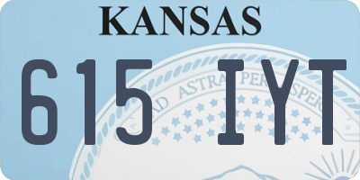 KS license plate 615IYT