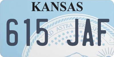 KS license plate 615JAF