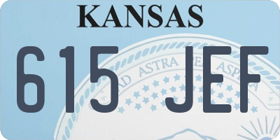 KS license plate 615JEF