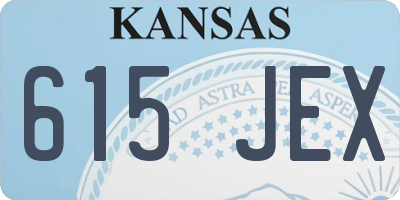 KS license plate 615JEX