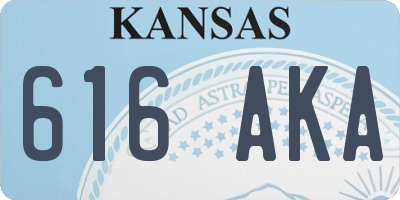 KS license plate 616AKA