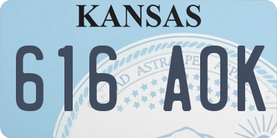 KS license plate 616AOK