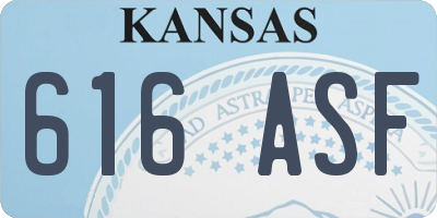 KS license plate 616ASF