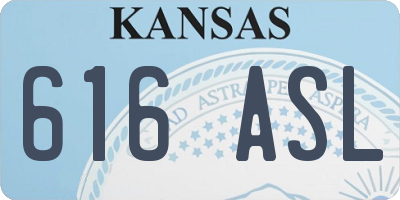 KS license plate 616ASL
