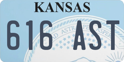 KS license plate 616AST