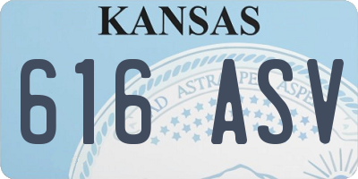 KS license plate 616ASV