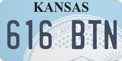 KS license plate 616BTN