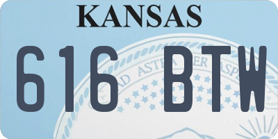 KS license plate 616BTW