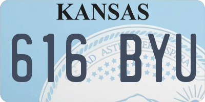 KS license plate 616BYU