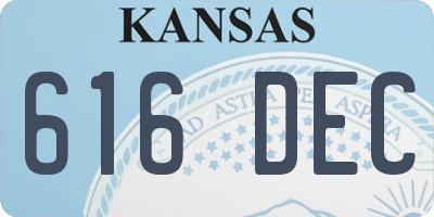 KS license plate 616DEC