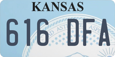 KS license plate 616DFA